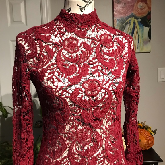 Lace High low floral long sleeve steampunk whimsgoth coastal cottage Victorian - Picture 2 of 6